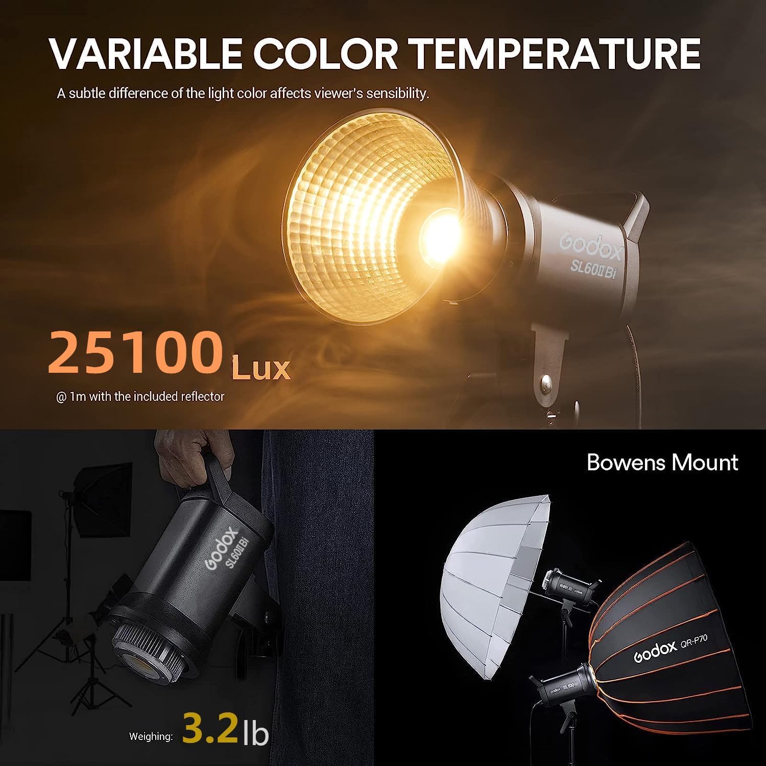 Godox SL60IID SL60IIBi 75W 주광  - Photography Lighting Godox 리뷰 및 가격