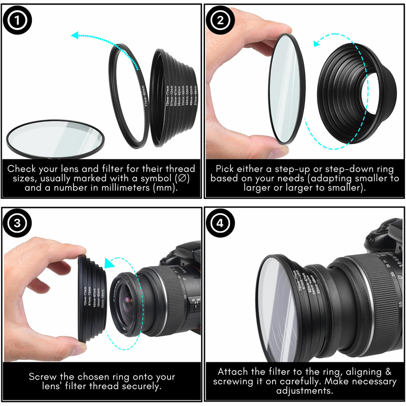 18pcs 카메라 렌즈 필터 링 어댑터 37-82 82 - Macro Photography Lighting Kit 리뷰 및 가격