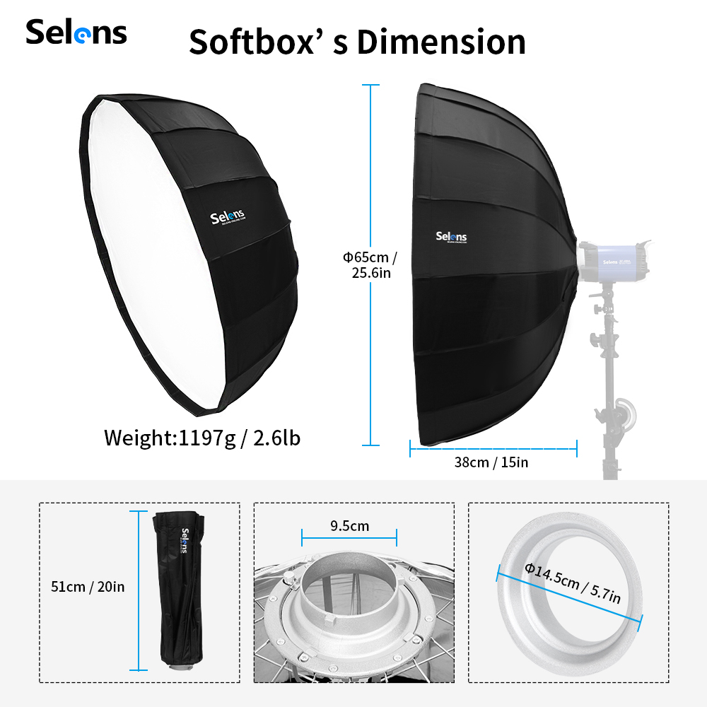 Selens 디퓨저 반사판 포물선 우산 뷰티 접시 소프 - Photography Lighting Beauty Dish 리뷰 및 가격