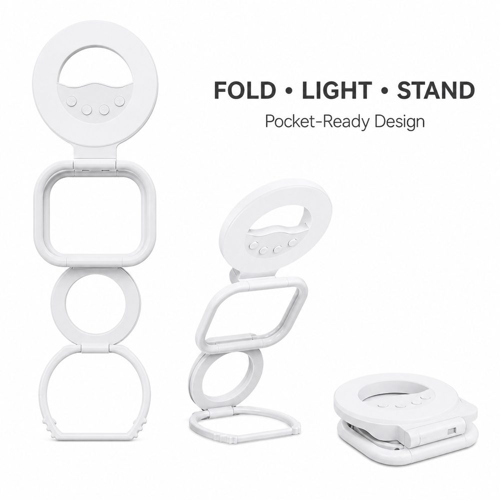 접이식 자석 휴대폰 조명 스탠드 60 LED 3가지 색 - Photography Lighting Video 리뷰 및 가격